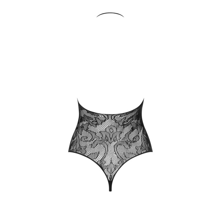 Бодістокінг з великими осередками та відкритою спиною Obsessive B113 teddy чорний S/M/L