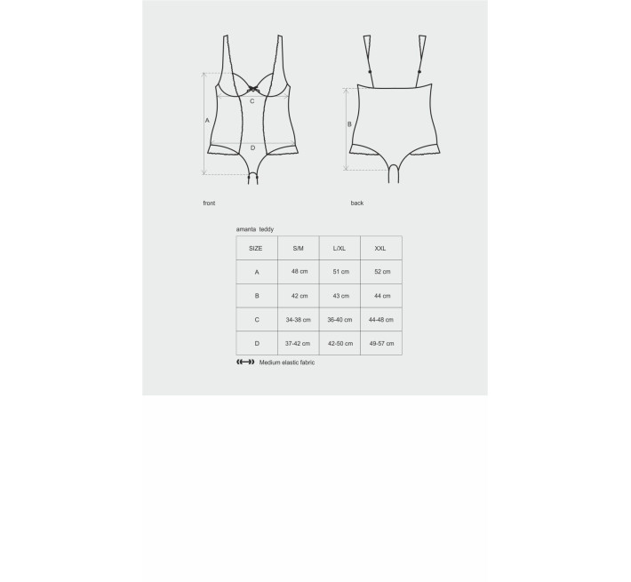 Сітчасте боді на кісточках Obsessive Amanta teddy чорне L/XL