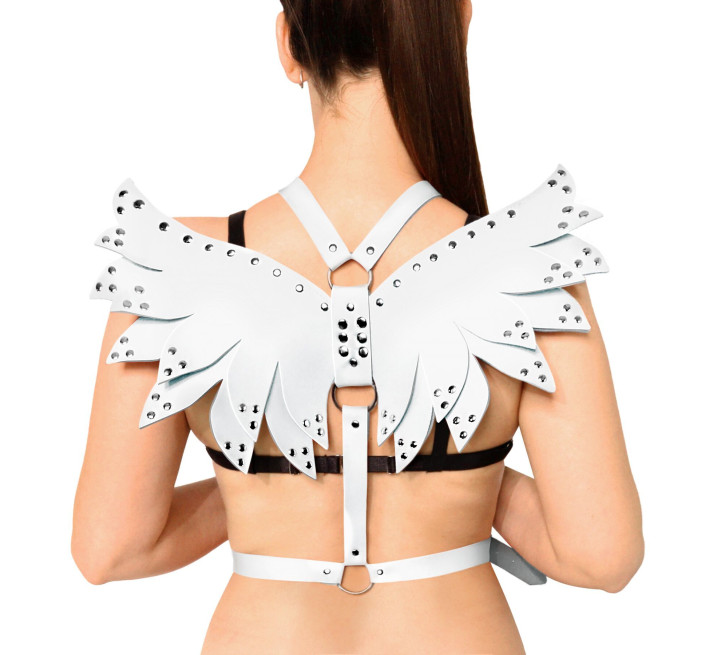 Жіноча портупея Art of Sex - Wings біла L-2XL, екошкіра