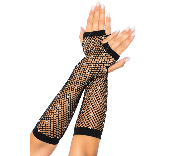 Митенки Leg Avenue Rhinestone Fishnet Arm Warmers Black