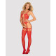 Бодистокинг Obsessive Bodystocking G313 шнуровка, геометрический декор red S/M/L