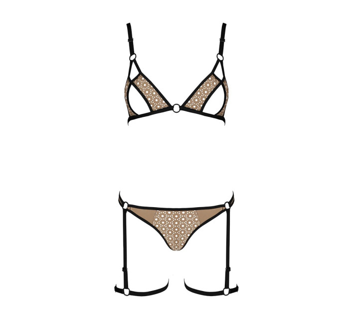 Эротический комплект нижнего белья Passion GABI SET beige XXL/XXXL