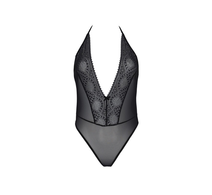 Боди Passion DROSERA BODY black, S/M, высокие вырезы, верх на завязках