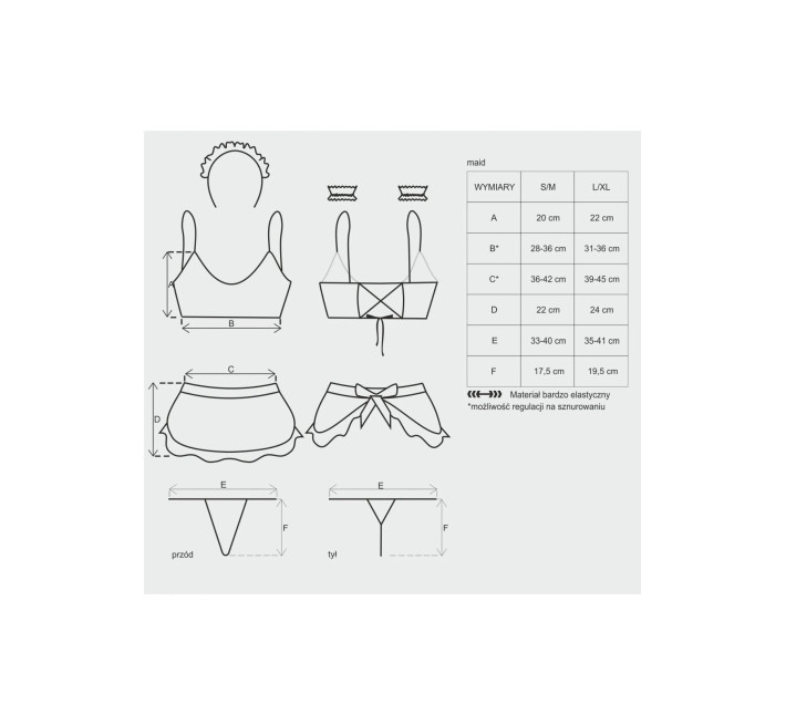 Атласный эротический костюм горничной Obsessive Maid set черный S/M