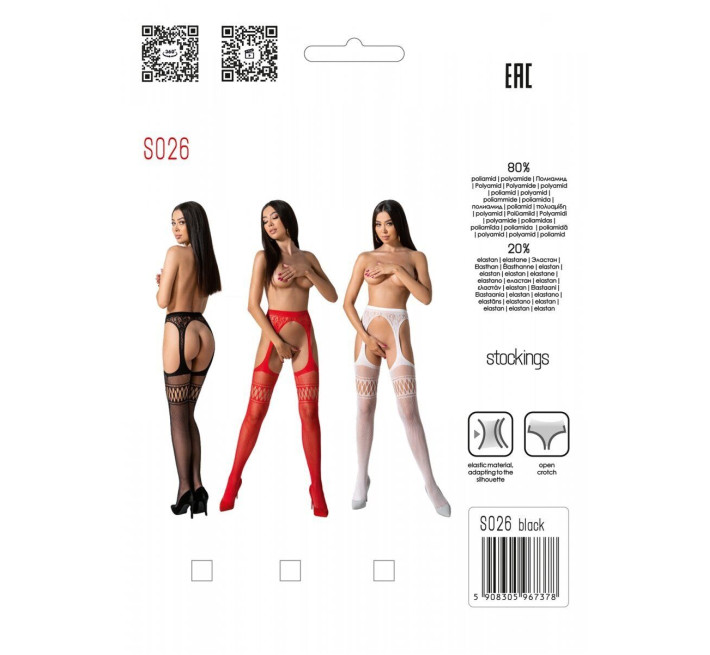 Эротические колготки-бодистокинг со шнуровкой на бедрах Passion S026 One Size, white, с доступом