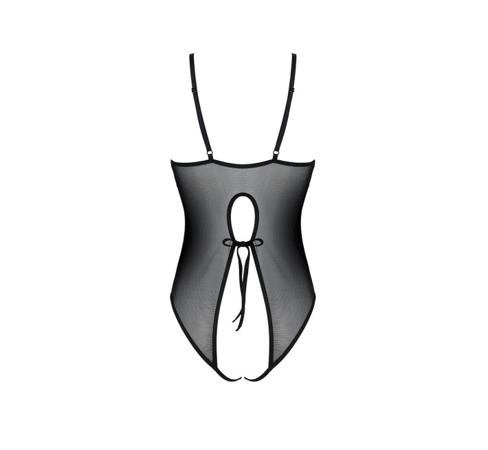 Боді з ажурним декором та відкритим кроком Passion Ursula Body black L/XL