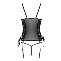 Сітчастий корсет з екошкіри Passion Malwia Corset black 6XL/7XL
