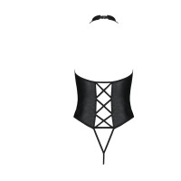 Боді з еко-шкіри з імітацією шнурівки та відкритим доступом Passion Nancy Body black L/XL