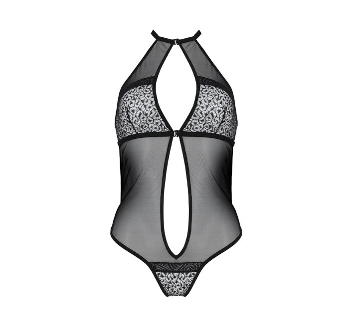 Сітчасте боді з мереживом на грудях Passion SATARA BODY black S/M