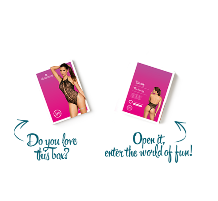 Бодістокінг з великими осередками та відкритою спиною Obsessive B113 teddy чорний S/M/L