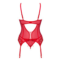 Комплект корсет та стрінги Obsessive Ingridia corset & thong XS/S, червоний