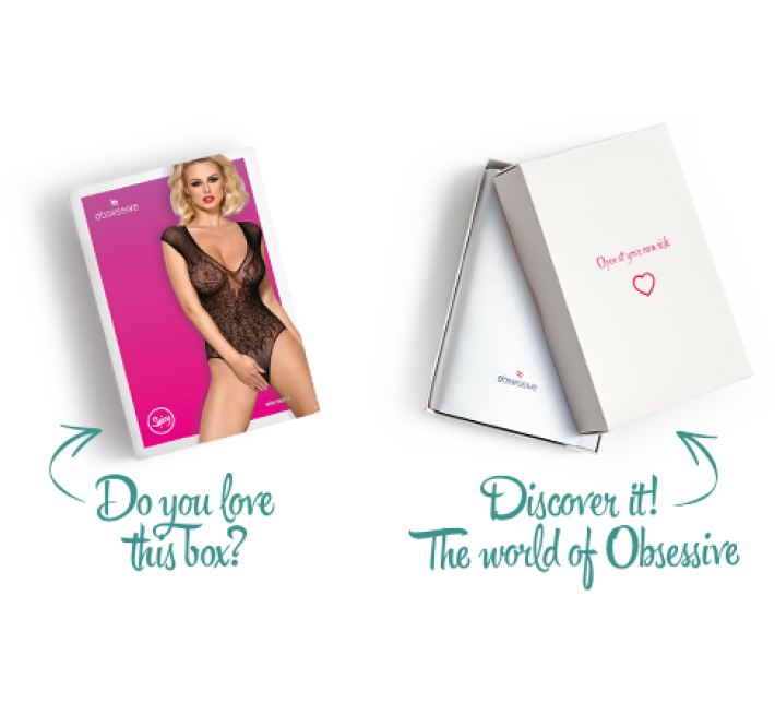 Бодистокинг из большой сетки с кружевом Obsessive B112 teddy черный S/M/L