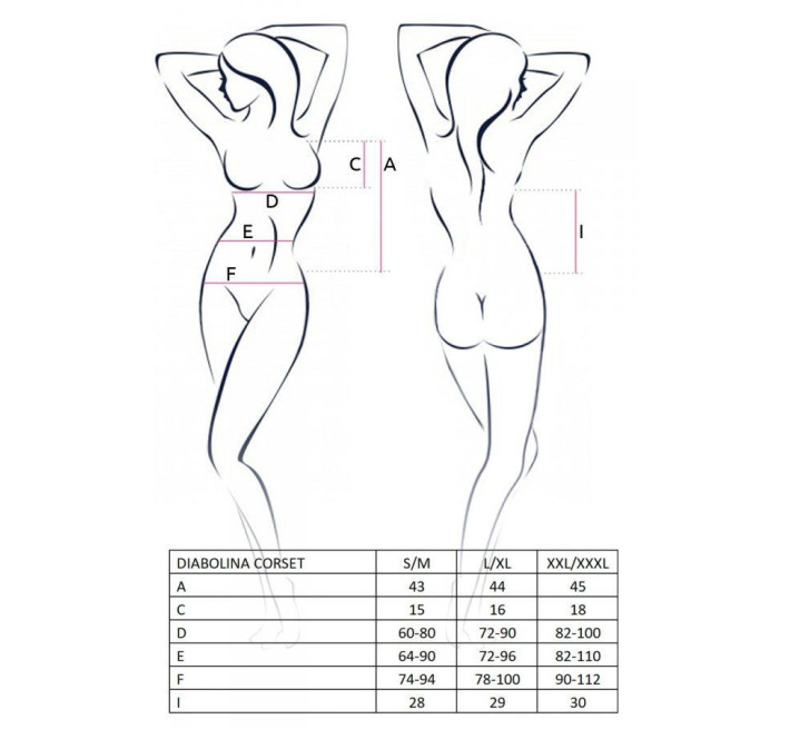 Корсет с открытой грудью Passion DIABOLINA CORSET black XXL/XXXL