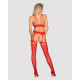 Бодистокинг Obsessive Bodystocking G313 шнуровка, геометрический декор red S/M/L