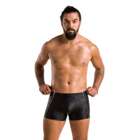 Мужские кожаные боксеры с молниями Passion 049 Short Matt Black XXL/XXXL