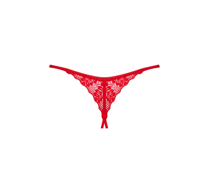 Трусики с доступом Obsessive Ingridia crotchless thong XL/2XL, красные