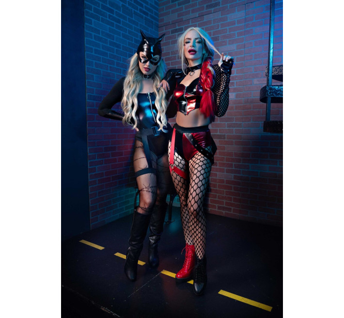 Эротический костюм кошечки Leg Avenue Fierce Feline XS, боди, пояс с подвязкой, маска кошки