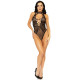 Боди Leg Avenue Net and lace halter bodysuit Black OS
