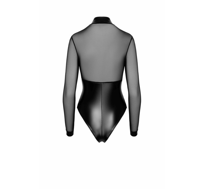 Боди Noir Handmade F321 Edge, XXL, низ под латекс, верх сетка, молния на все тело, декор кольца