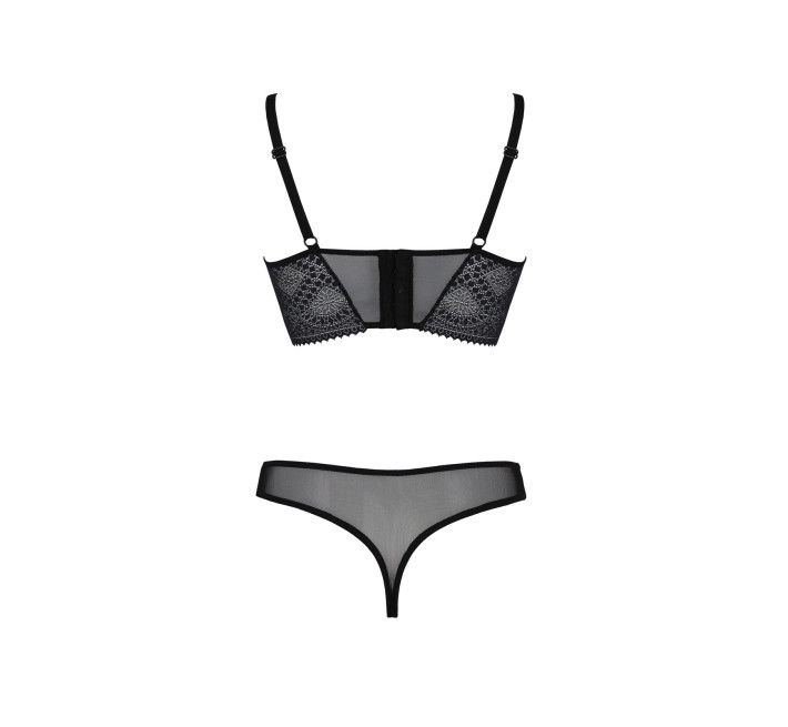 Комплект Passion DROSERA SET black, L/XL, сетка+кружево, бюстье и трусики танга