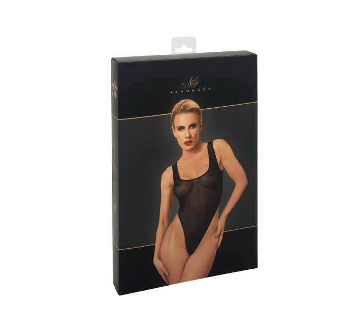 Боді Noir Handmade F322 Paparazzi, S, прозоре, низ стрінги, високі вирізи