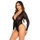 Боди Leg Avenue Rhinestone Lace Deep-V Bodysuit One Size, Black