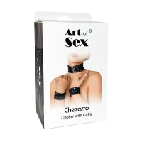 Кожаный чокер с манжетами Art of Sex - Leather Chezarro Кожаный чокер с манжетами Art of Sex - Leather Chezarro