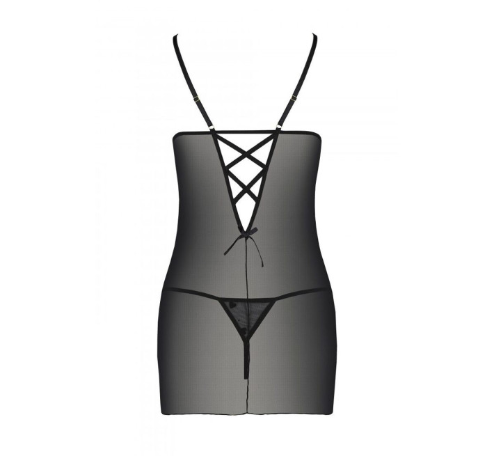 Рубашка с вырезами на груди + стринги Passion LOVELIA CHEMISE black L/XL