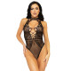 Боди Leg Avenue Net and lace halter bodysuit Black OS