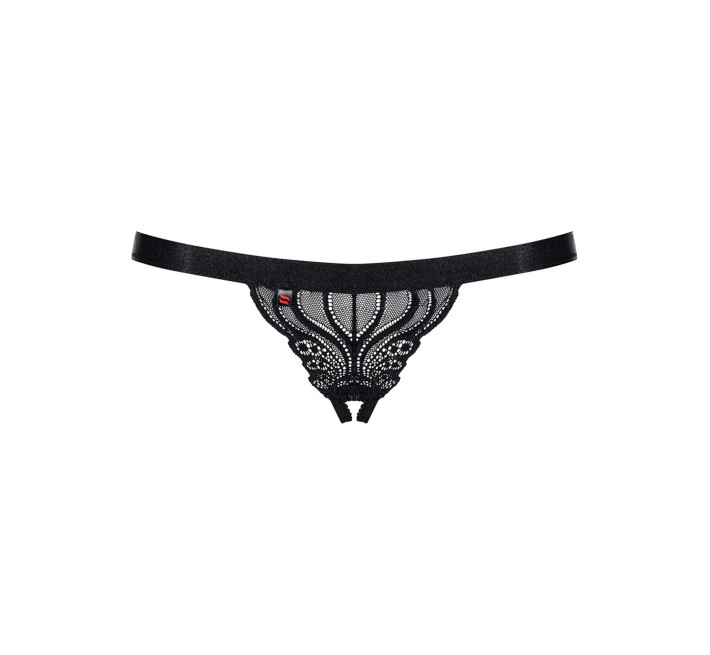 Кружевные танги с доступом Obsessive 828-THC-1 crotchless thong черные S/M