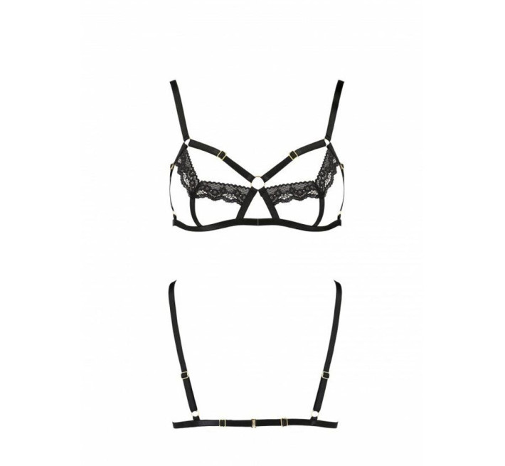 Бюстгальтер-стрепи з мереживом Passion Exclusive Solon Bra black XXL/XXXL