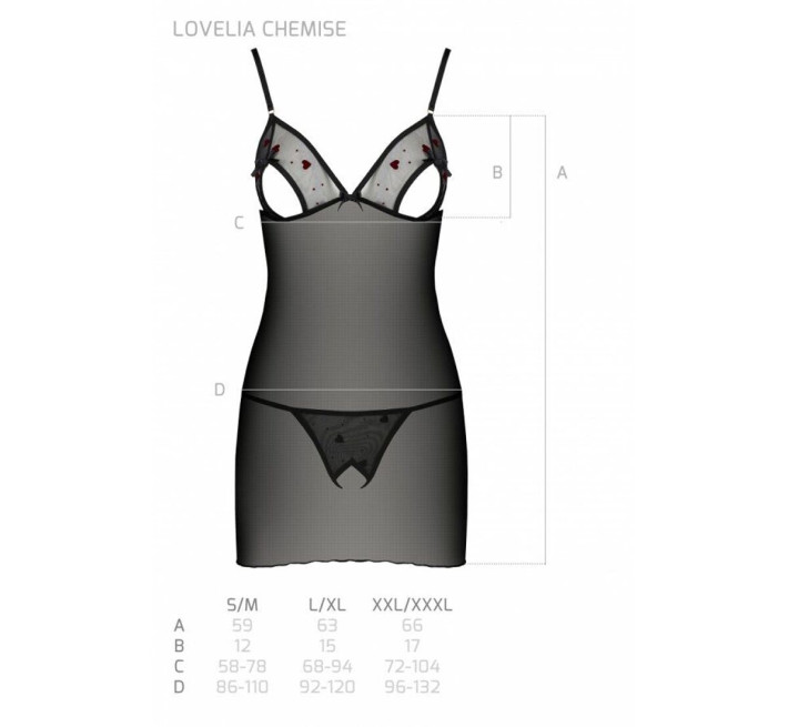 Рубашка с вырезами на груди + стринги Passion LOVELIA CHEMISE black L/XL