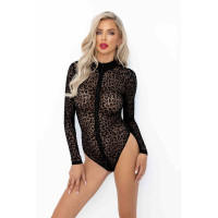 Боди под леопард Noir Handmade F287 Leopard flock bodysuit with long sleeves, XXL, длинный рукав