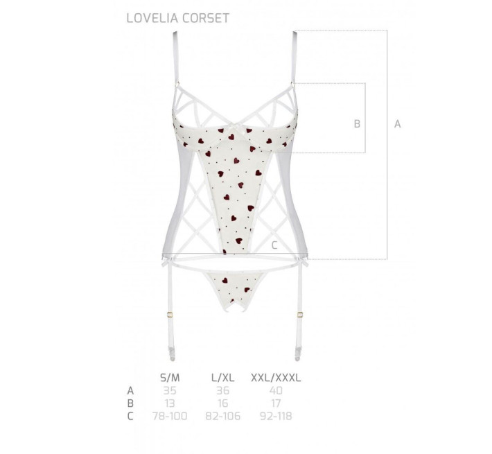 Корсет с подвязками + стринги Passion LOVELIA CORSET white L/XL