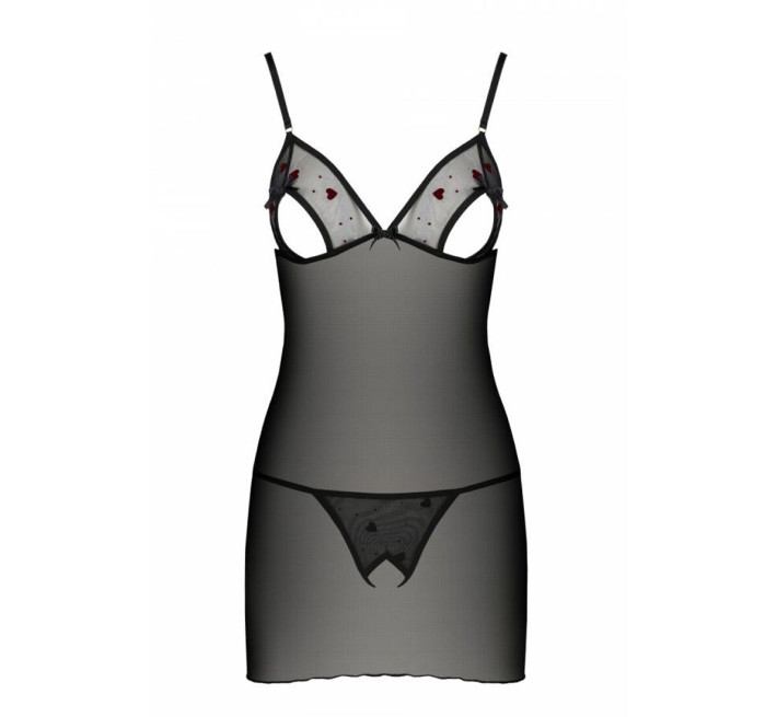Рубашка с вырезами на груди + стринги Passion LOVELIA CHEMISE black L/XL
