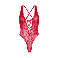 Мереживне боді Leg Avenue Floral lace thong teddy Red one size