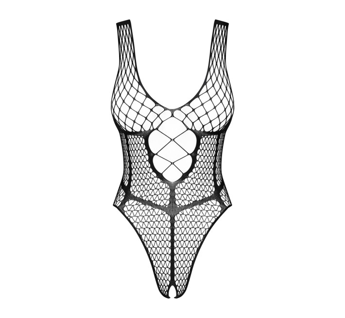 Бодістокінг із великої сітки з доступом Obsessive B117 teddy чорний S/M/L