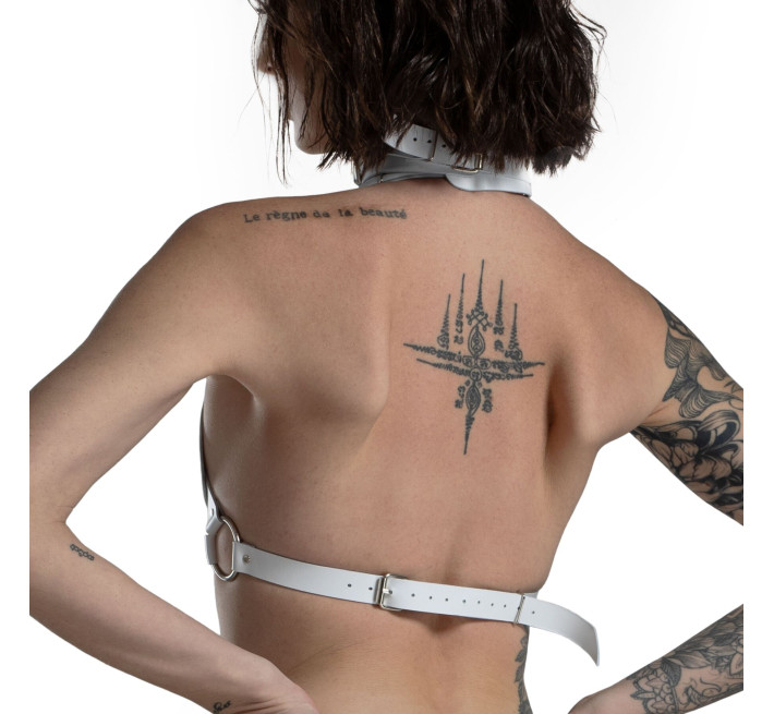 Ліф Серце з натуральної шкіри Feral Feelings - Hearts Bra White