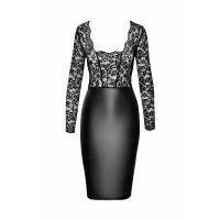 Сукня Noir Handmade F295 Euphoria, 3XL, black, мереживо, глибоке декольте, спідниця міді під латекс