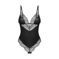 Тедди Obsessive Lobellis teddy, XL/2XL, черное, лиф с мягкой чашкой, открытая спина, низ-стринги