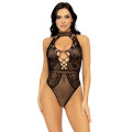 Боди Leg Avenue Net and lace halter bodysuit Black OS