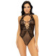 Боди Leg Avenue Net and lace halter bodysuit Black OS