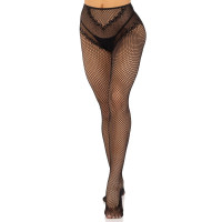 Чулки Leg Avenue Crotchless Net Tights with Heart Backseam Black One Size Чулки Leg Avenue Crotchless Net Tights with Heart Backseam Black One Size