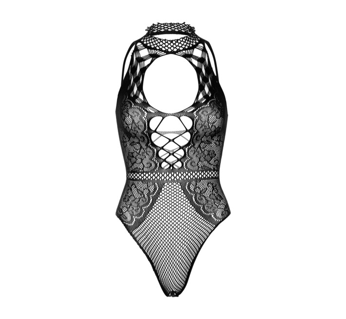 Боди Leg Avenue Net and lace halter bodysuit Black OS