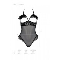 Эротическое боди Passion DOLLY BODY, XXL/XXXL, black, с открытыми чашками