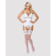 Сатиновый кружевной корсет Obsessive 810-COR-2 babydoll & thong корсет, танга, белый S/M