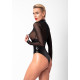 Боди Noir Handmade F321 Edge, XXL, низ под латекс, верх сетка, молния на все тело, декор кольца