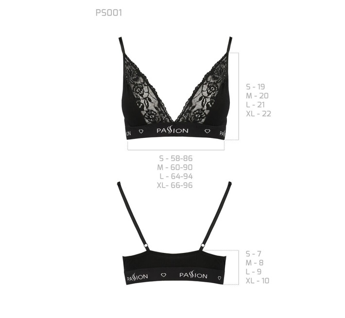 Эластичный топ с кружевом Passion PS001 TOP M, black
