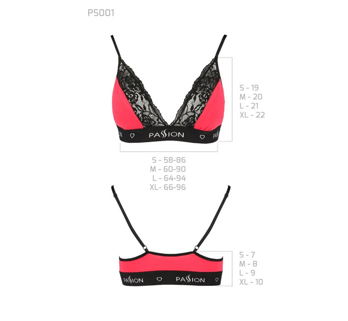 Эластичный топ с кружевом Passion PS001 TOP XL, red-black