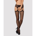 Сетчатые чулки-стокинги с узором на ягодицах Obsessive Garter stockings S232 черные S/M/L